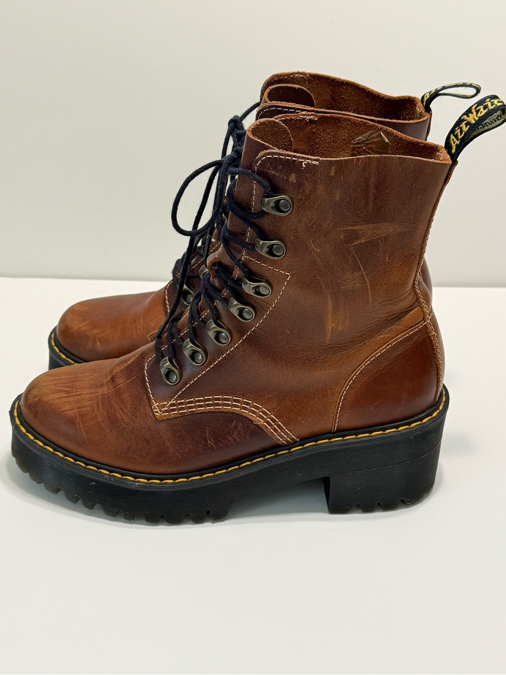 Dr. Martens Brown Leather Lace-Up Combat Boots - Picture 4 of 16